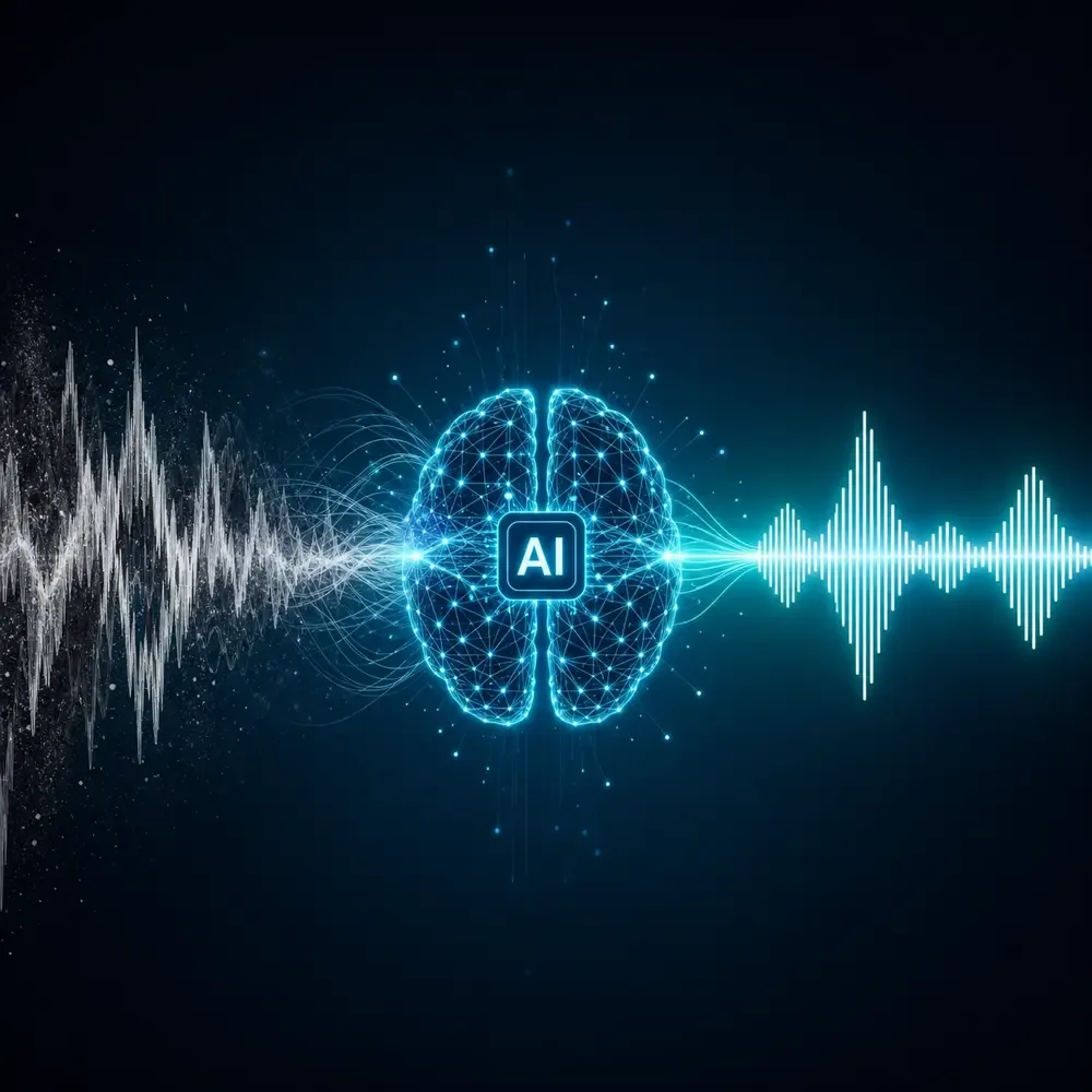 Conceptual Editorial Art: AI Audio Transformation