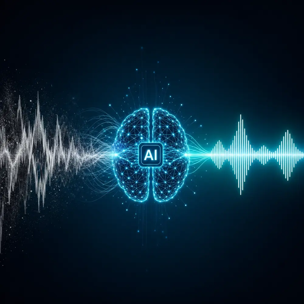 Conceptual Editorial Art: AI Audio Transformation