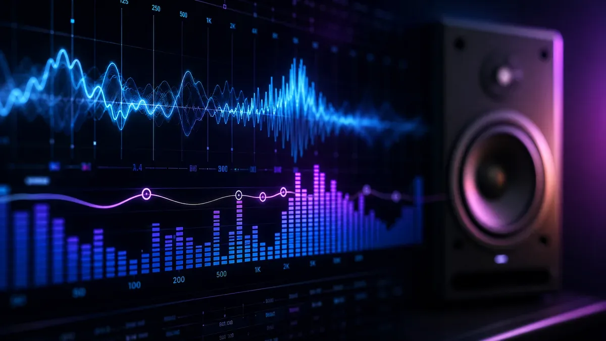 Visualization of audio frequencies and sound waves.