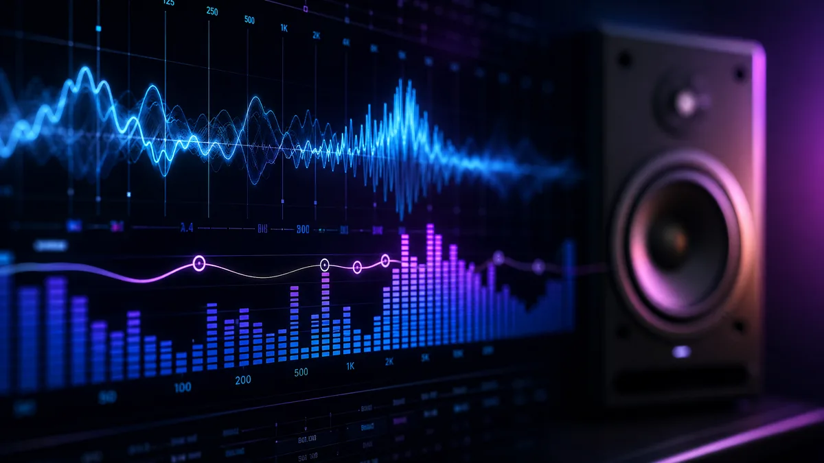 Visualization of audio frequencies and sound waves.