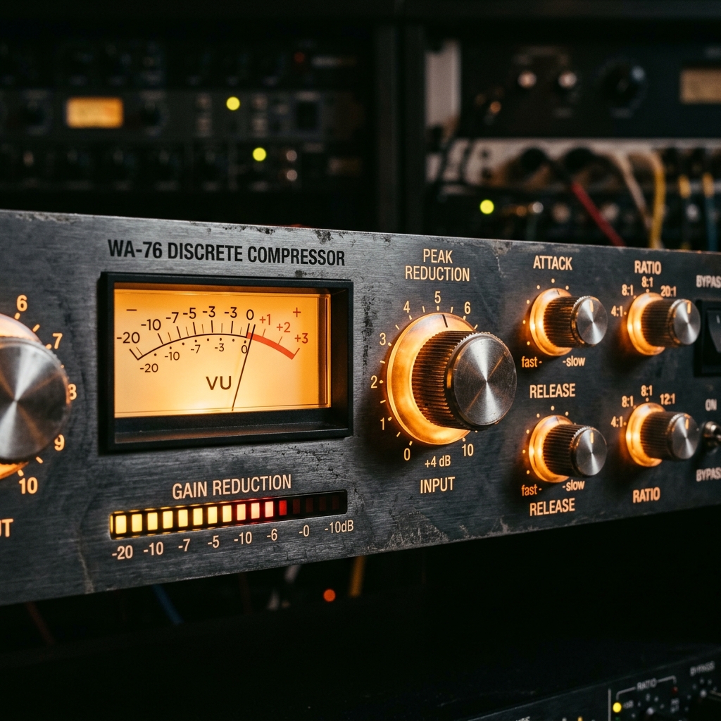 A highly detailed close-up of a high-end audio interface.