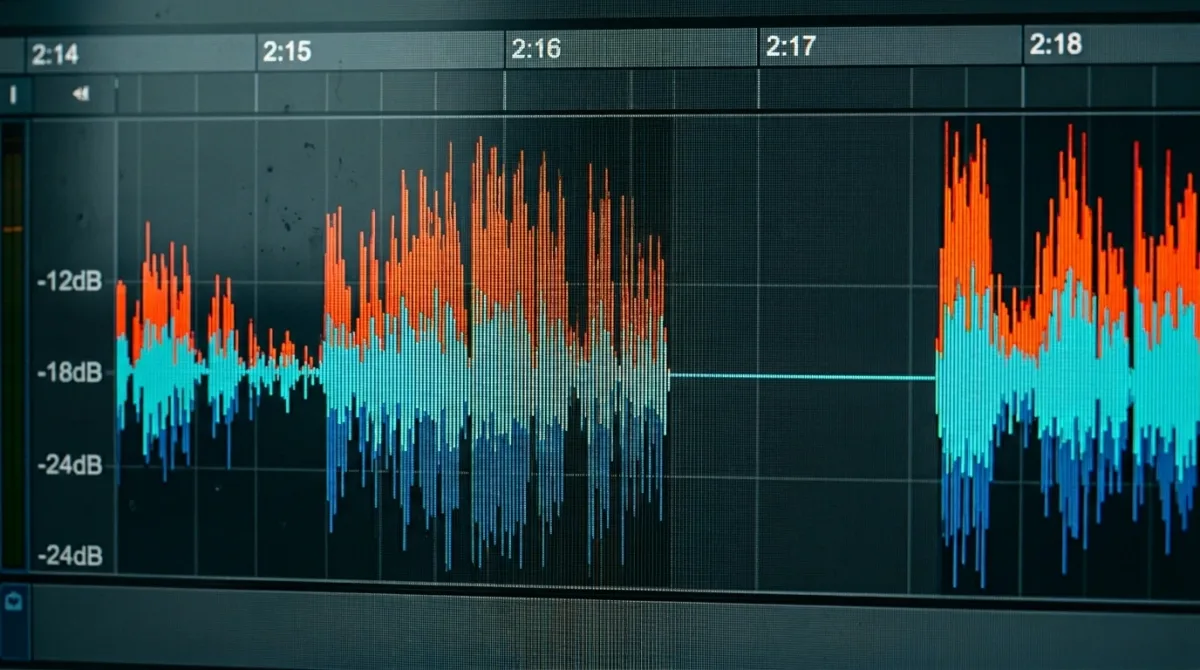 A sharp, detailed view of an uncompressed WAV waveform.