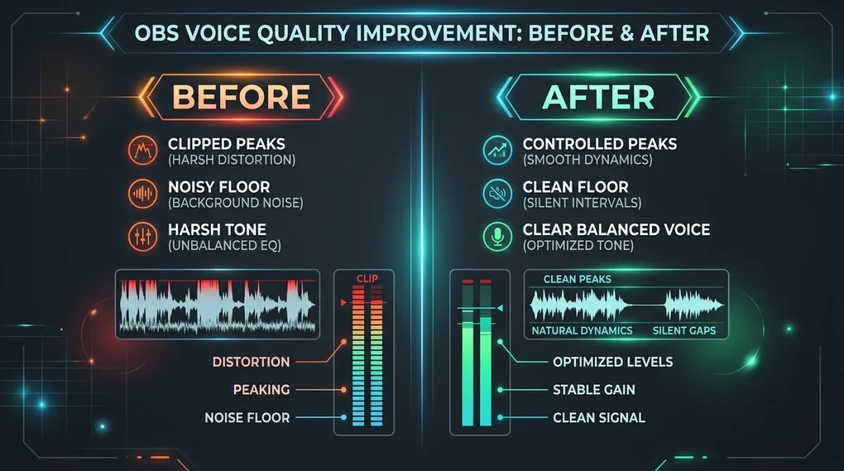 side-by-side before and after voice clarity