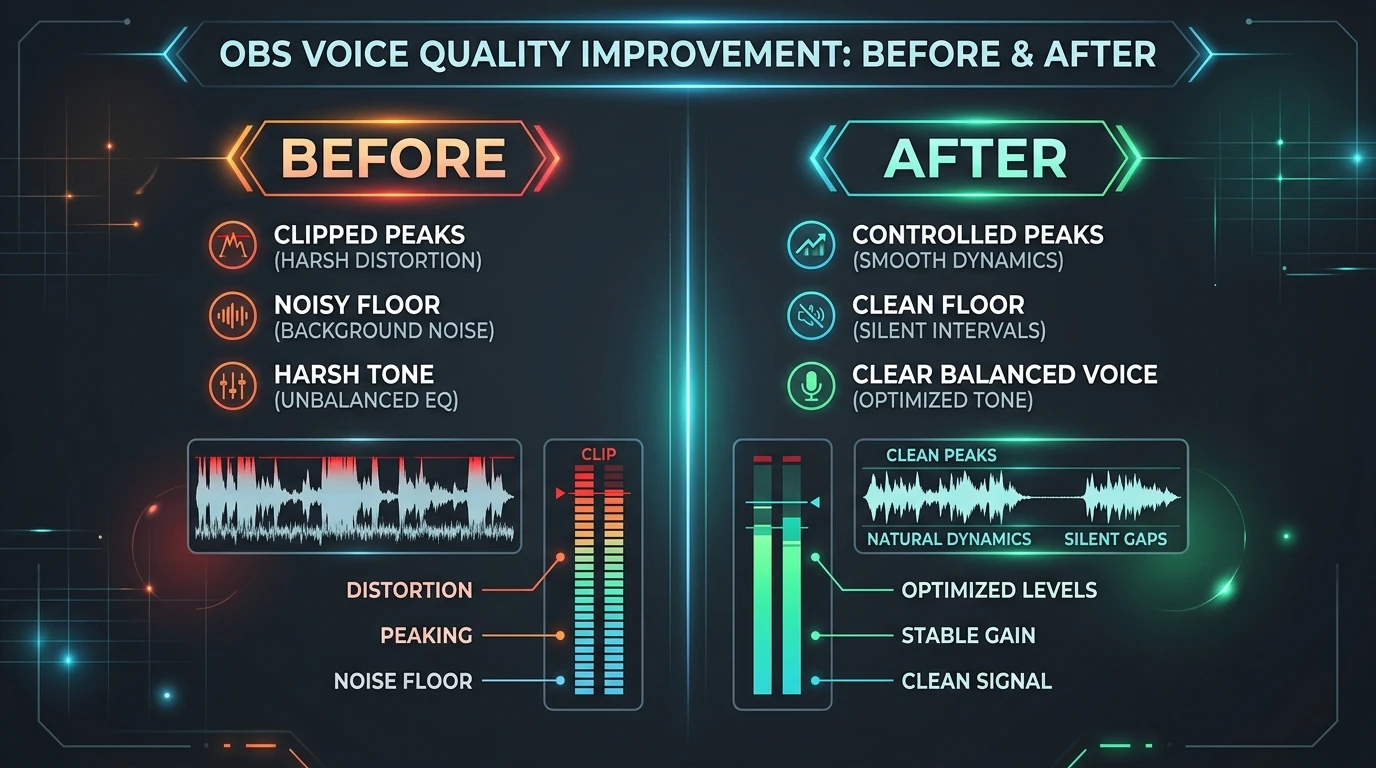 side-by-side before and after voice clarity