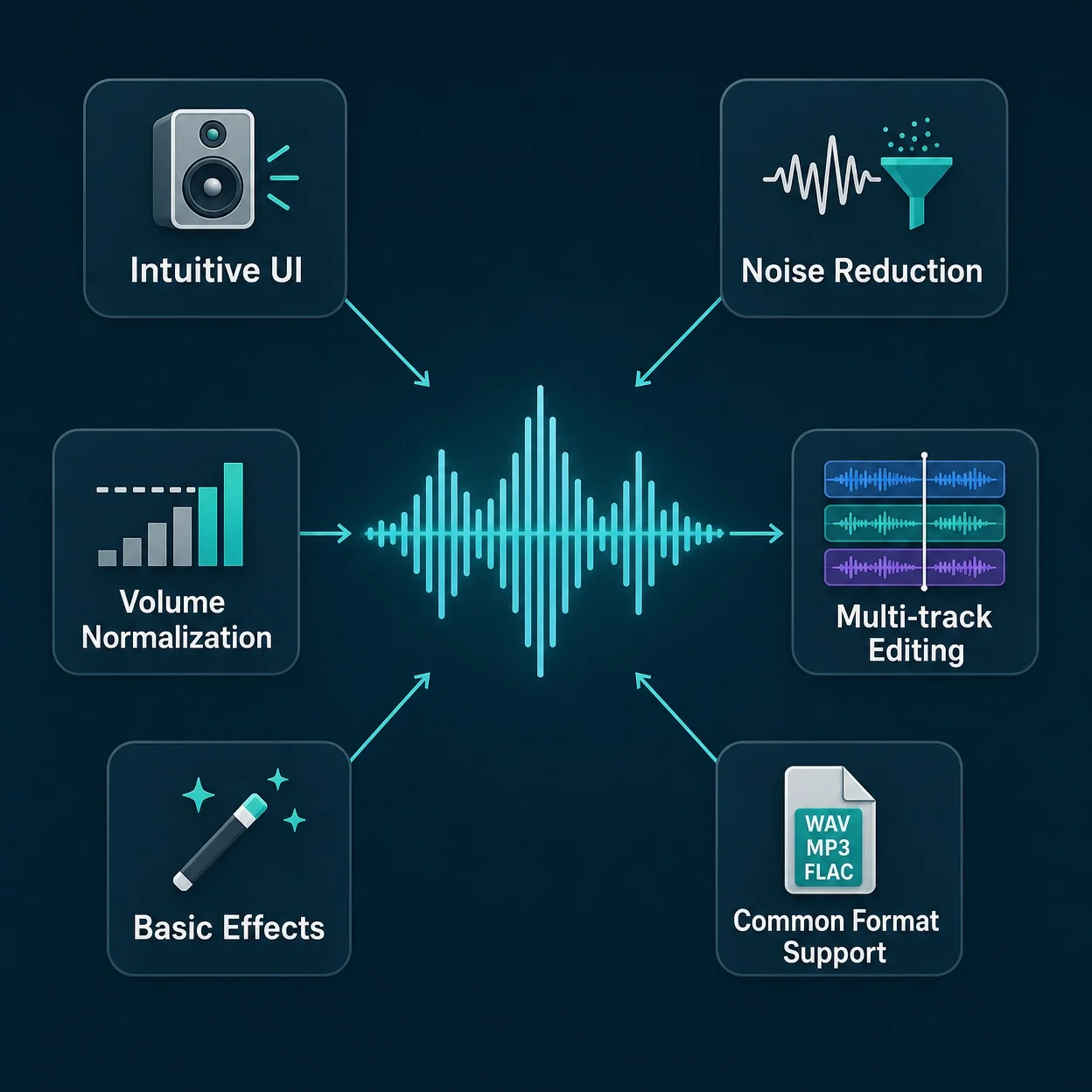 Labeled Schematic: Key Features of Free Audio Editing Software