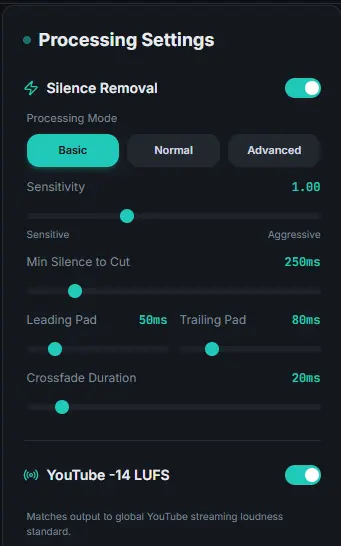 Settings panel configured for Basic Mode.